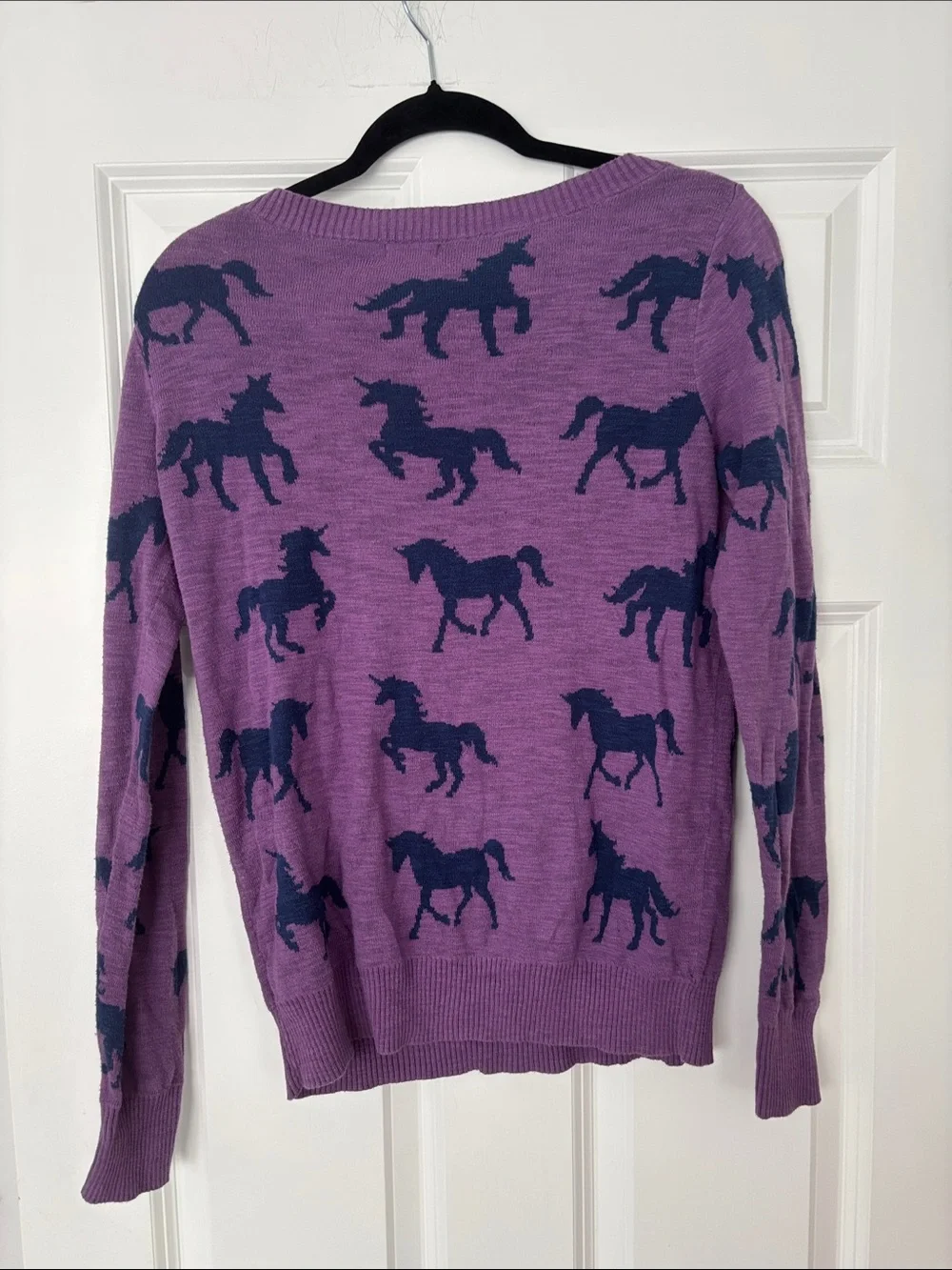 Mossimo purple and blue unicorn sweater size M ASO Teen Wolf Lydia Martin